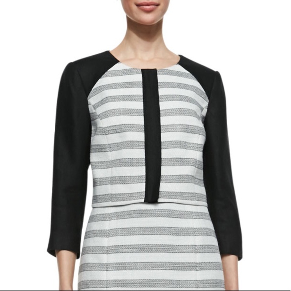 NEW Kay Unger New York Linen Blend Striped Blazer - Picture 3 of 8